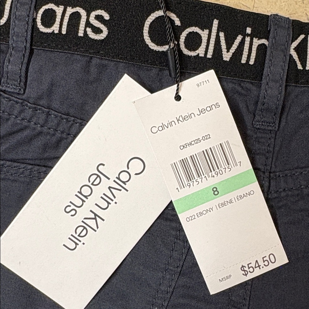 ⭐️ NWT Calvin Klein Jeans High Rise Wide Leg Navy Cargo Pants- size 8 - Picture 9 of 10